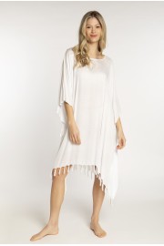 PONCHO SHORT PLAINCOLOUR WITH FRINGES IND/SIA
